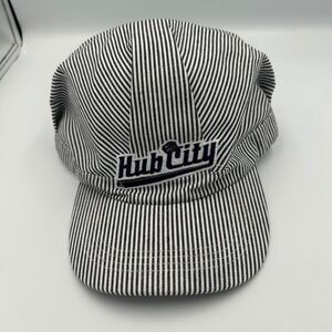 BWM Global Engineer Hat Blue White Hickory Stripe Hub City Snapback